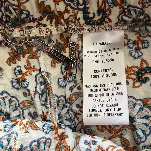 Paparazzi Cotton Drawstring Pants Size XL NWT Peach print - Picture 4 of 6